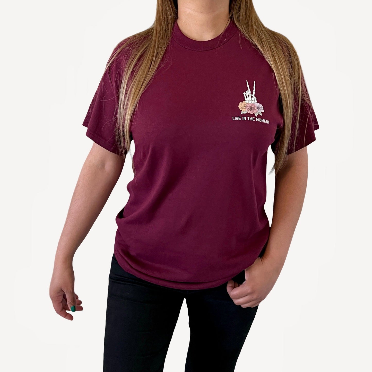 Live In The Moment T-Shirt In Marroon
