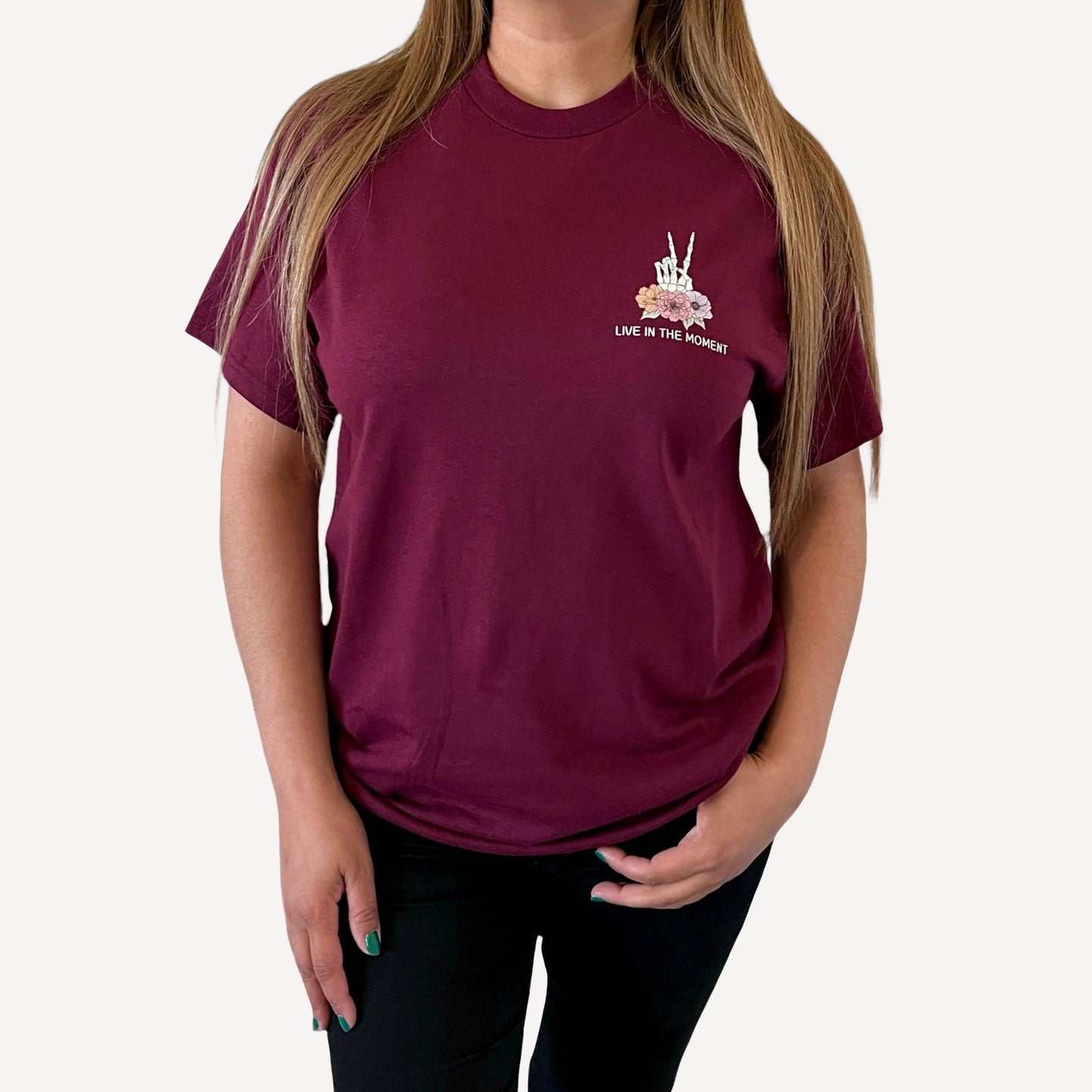 Live In The Moment T-Shirt in Maroon