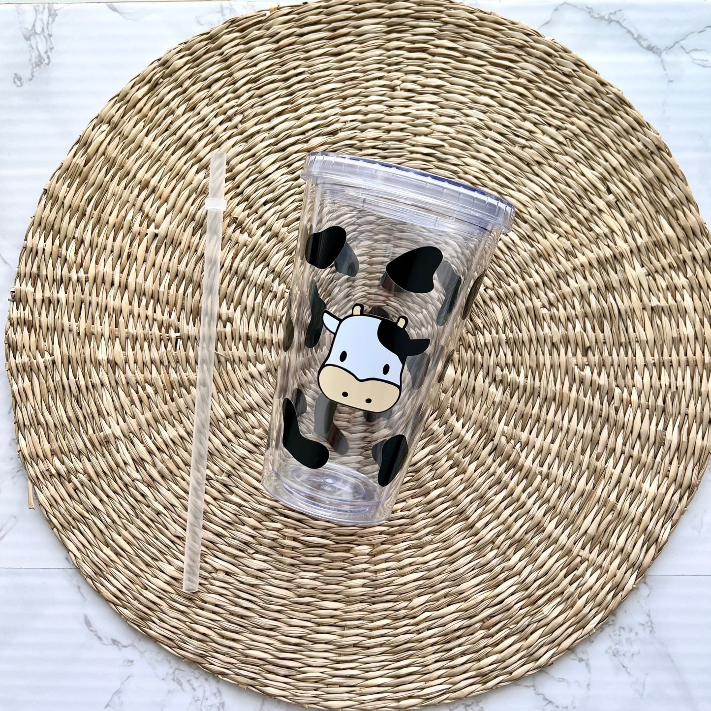 Black Cow Print 16 oz Insulated Tumbler Cup