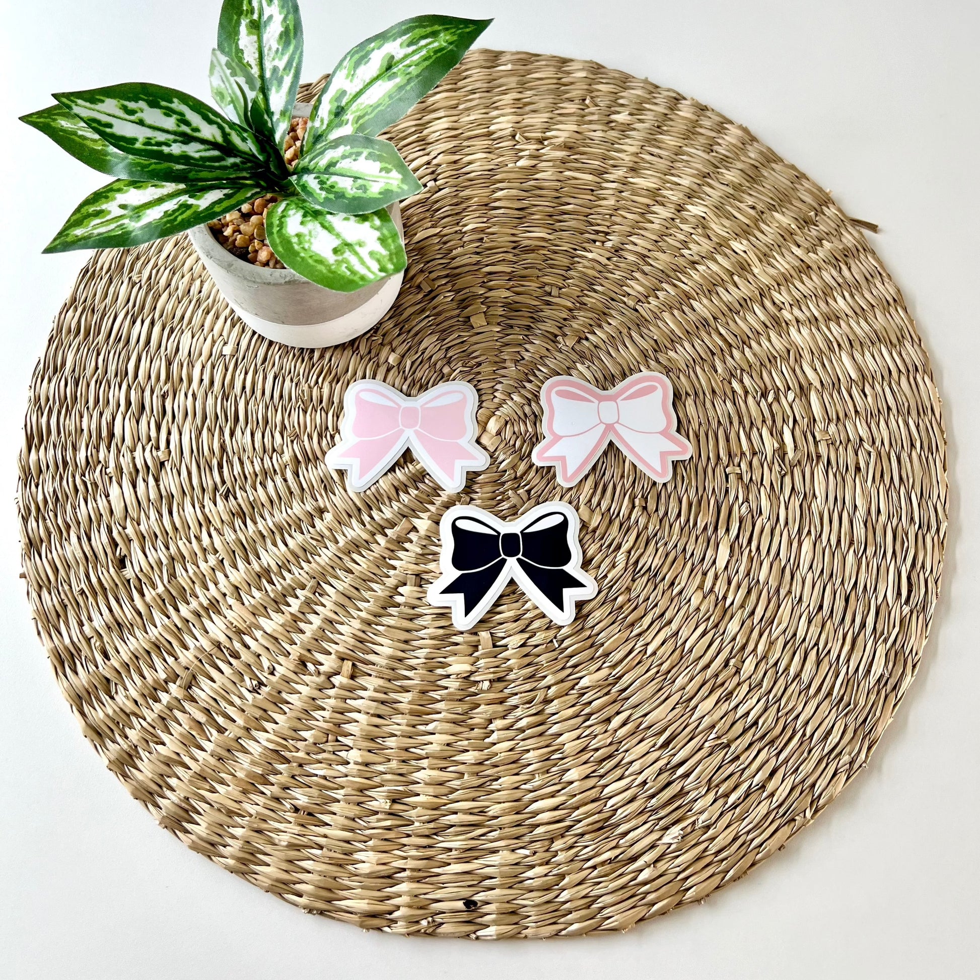 Bow Stickers in Light Pink, Black and White