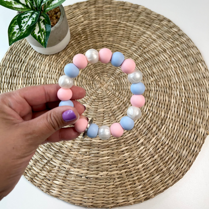 Cotton Candy Silicone Beaded Wristlet Keychain