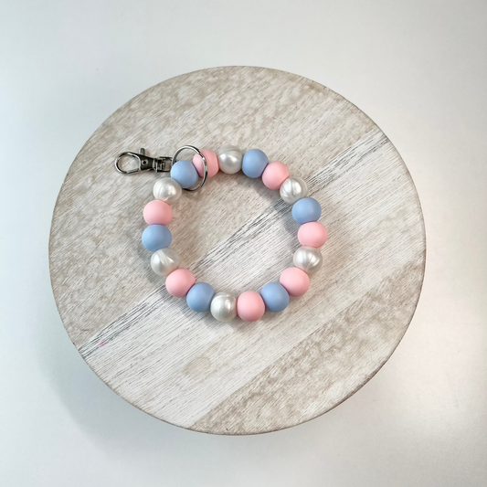 Cotton Candy Silicone Beaded Wristlet Keychain