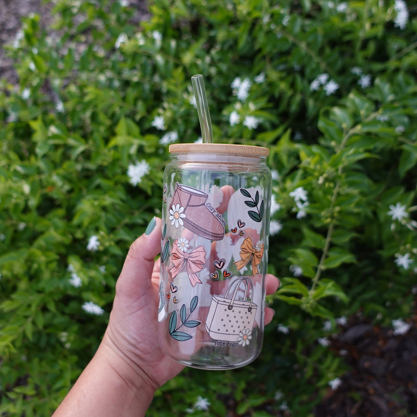 Cozy Vibes 16 oz Glass Can Cup