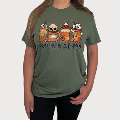 Dead Inside But Spiced T-Shirt in Military Green