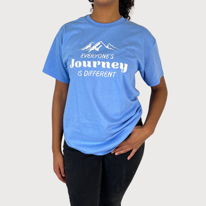 Everyone's Journey Is Different T-Shirt in Carolina Blue color