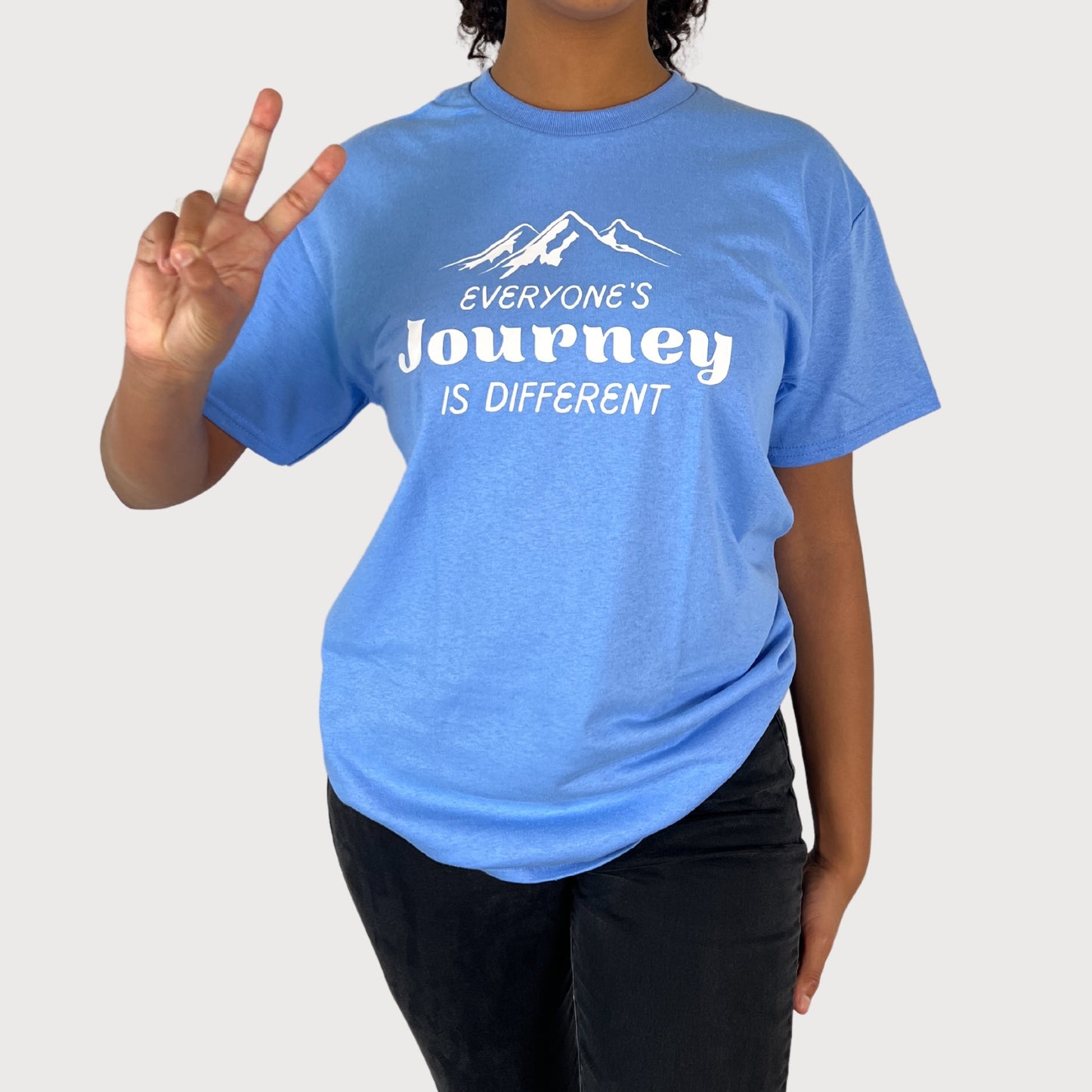 Everyone's Journey Is Different T-Shirt in Carolina Blue color