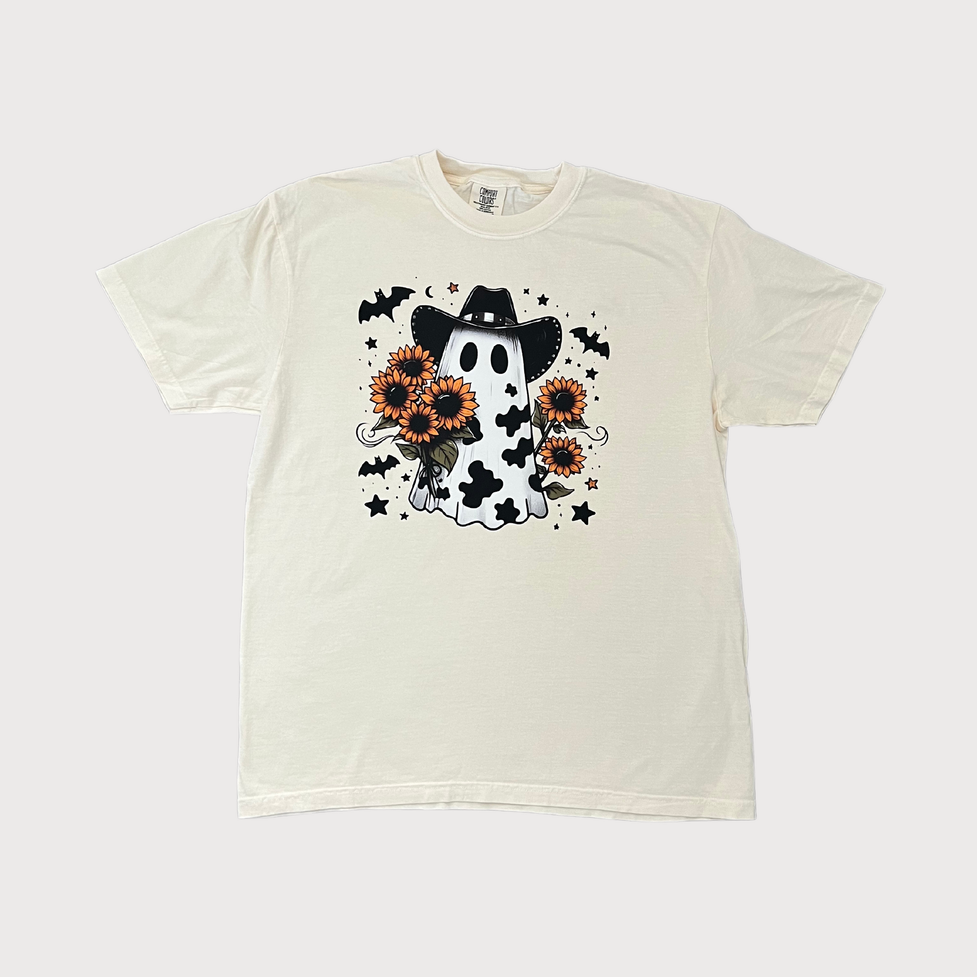 Cowboy Ghost holding sunflowers tee