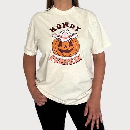 Howdy Pumpkin T-Shirt in Ivory color