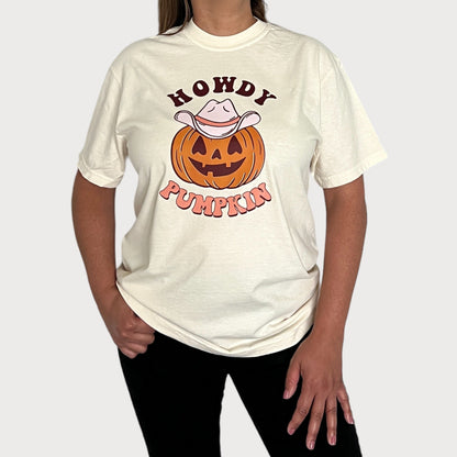 Howdy Pumpkin T-Shirt in Ivory color