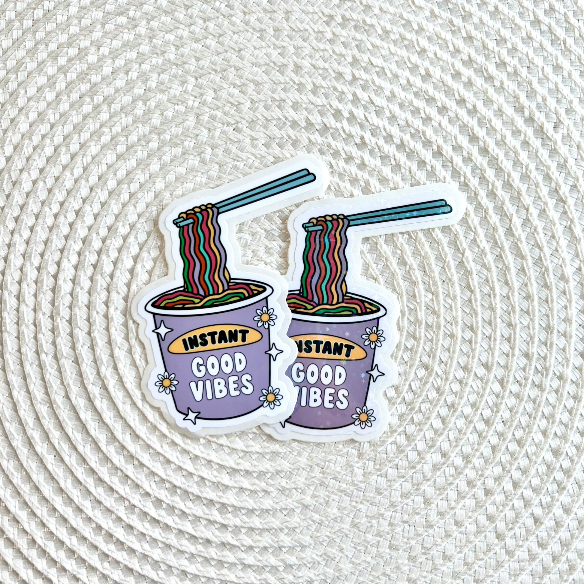 Instant Good Vibes Sticker in glossy and holographic finish