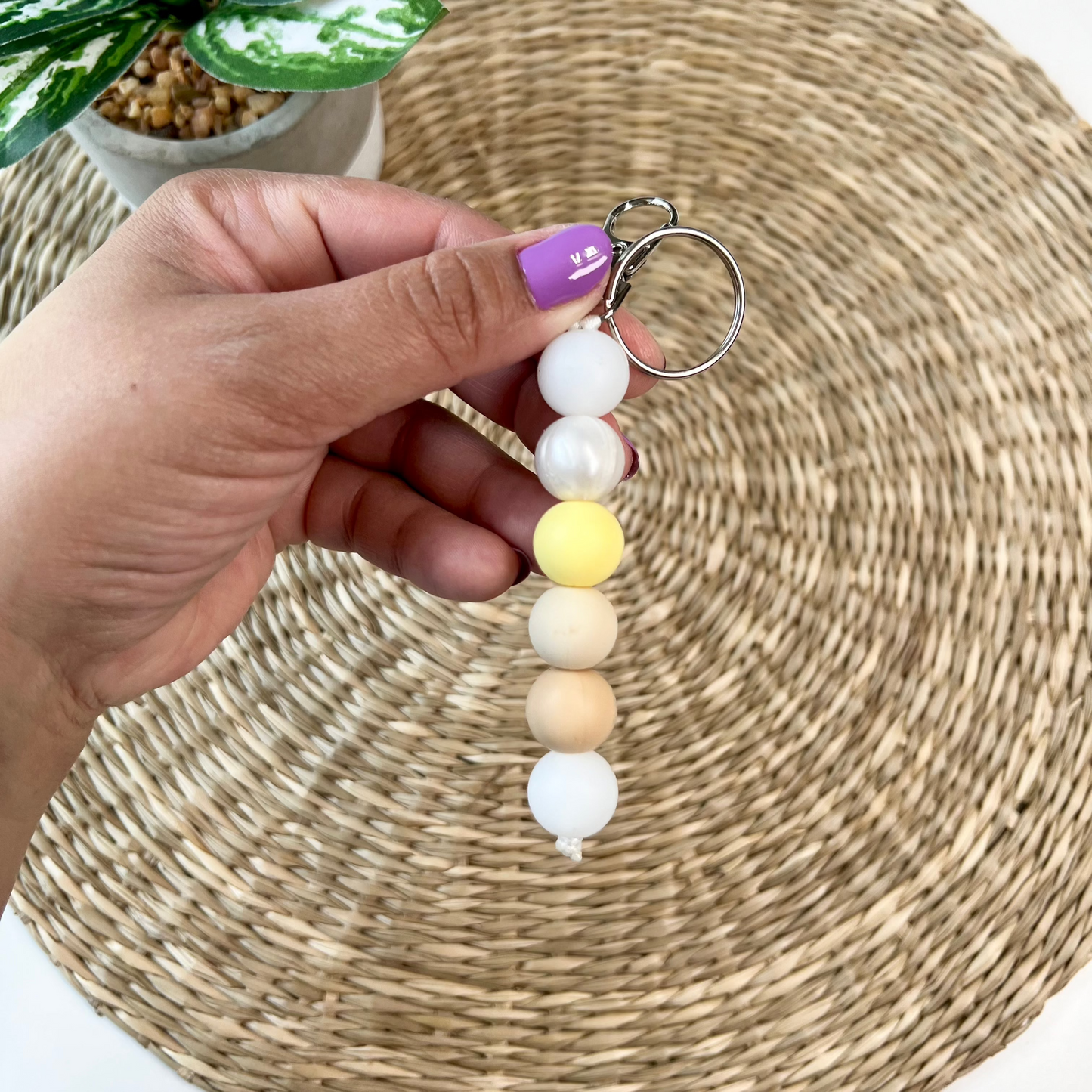 Lemon Custard Silicone Beaded Keychain