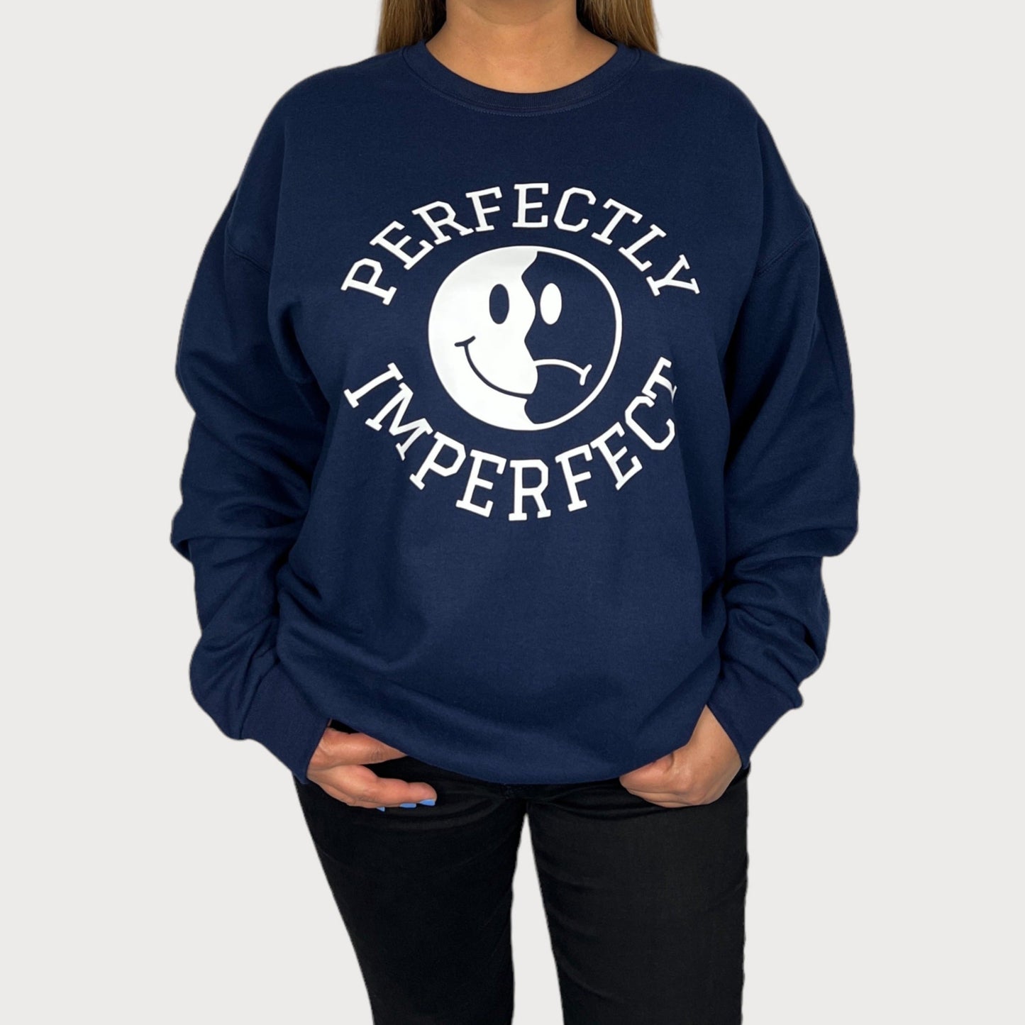 Perfectly Imperfect Crewneck Sweatshirt in Navy Blue