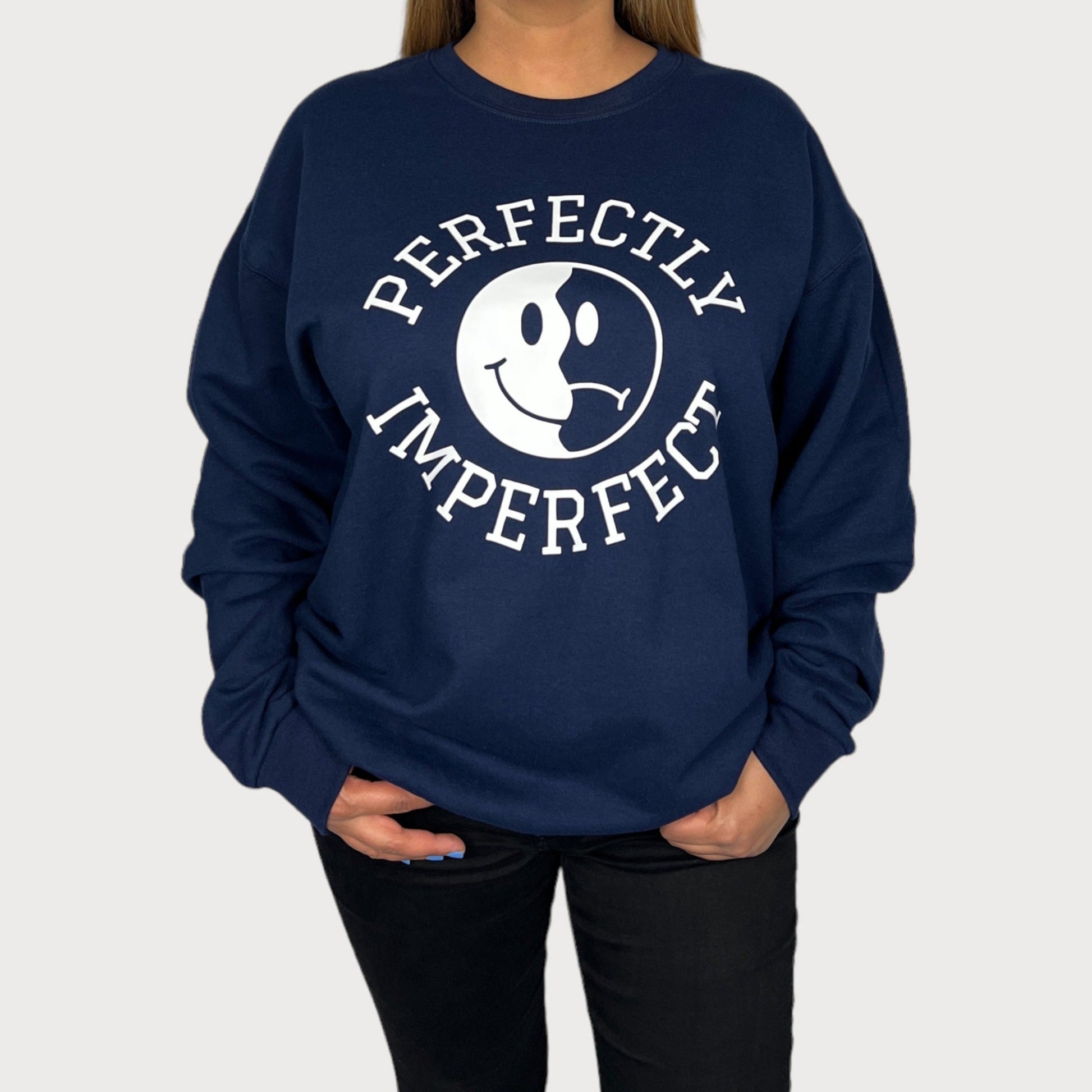 Perfectly Imperfect Crewneck Sweatshirt in Navy Blue