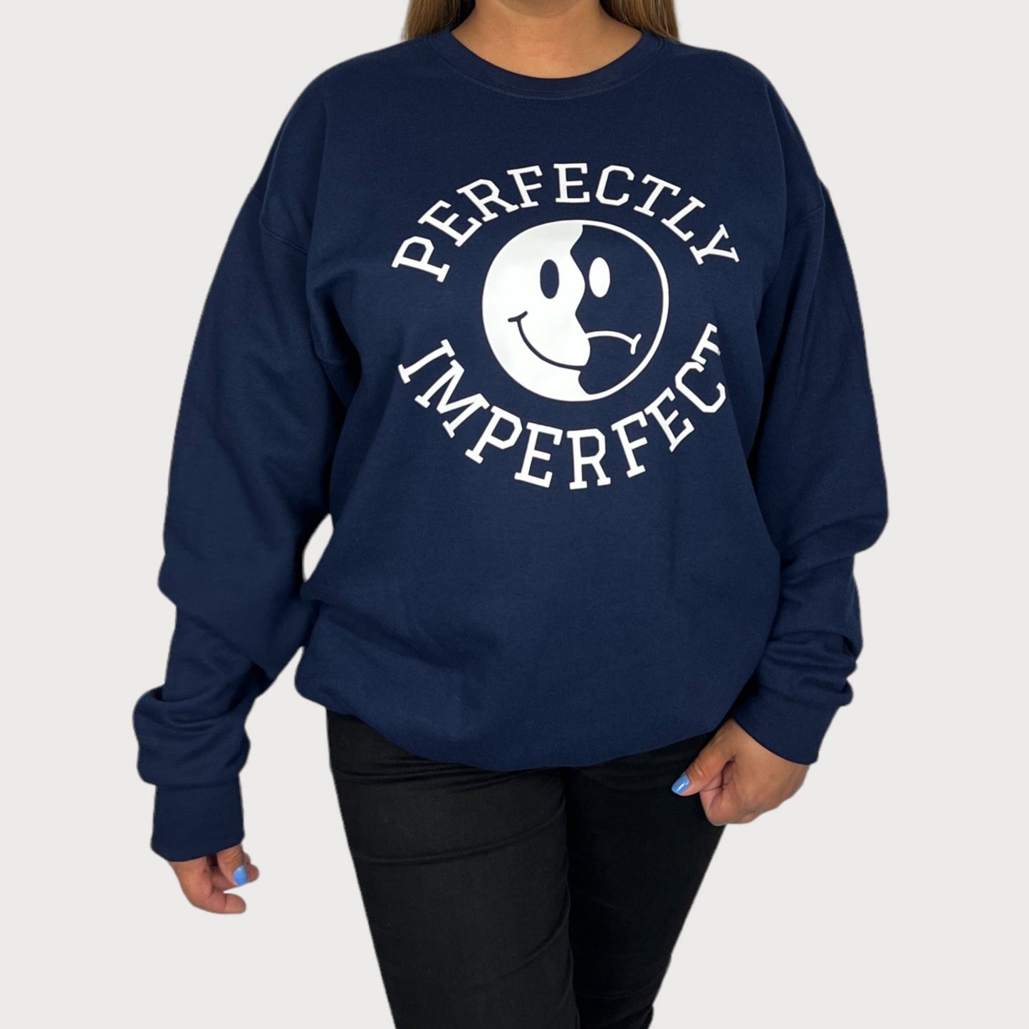 Perfectly Imperfect Crewneck Sweatshirt in Navy Blue