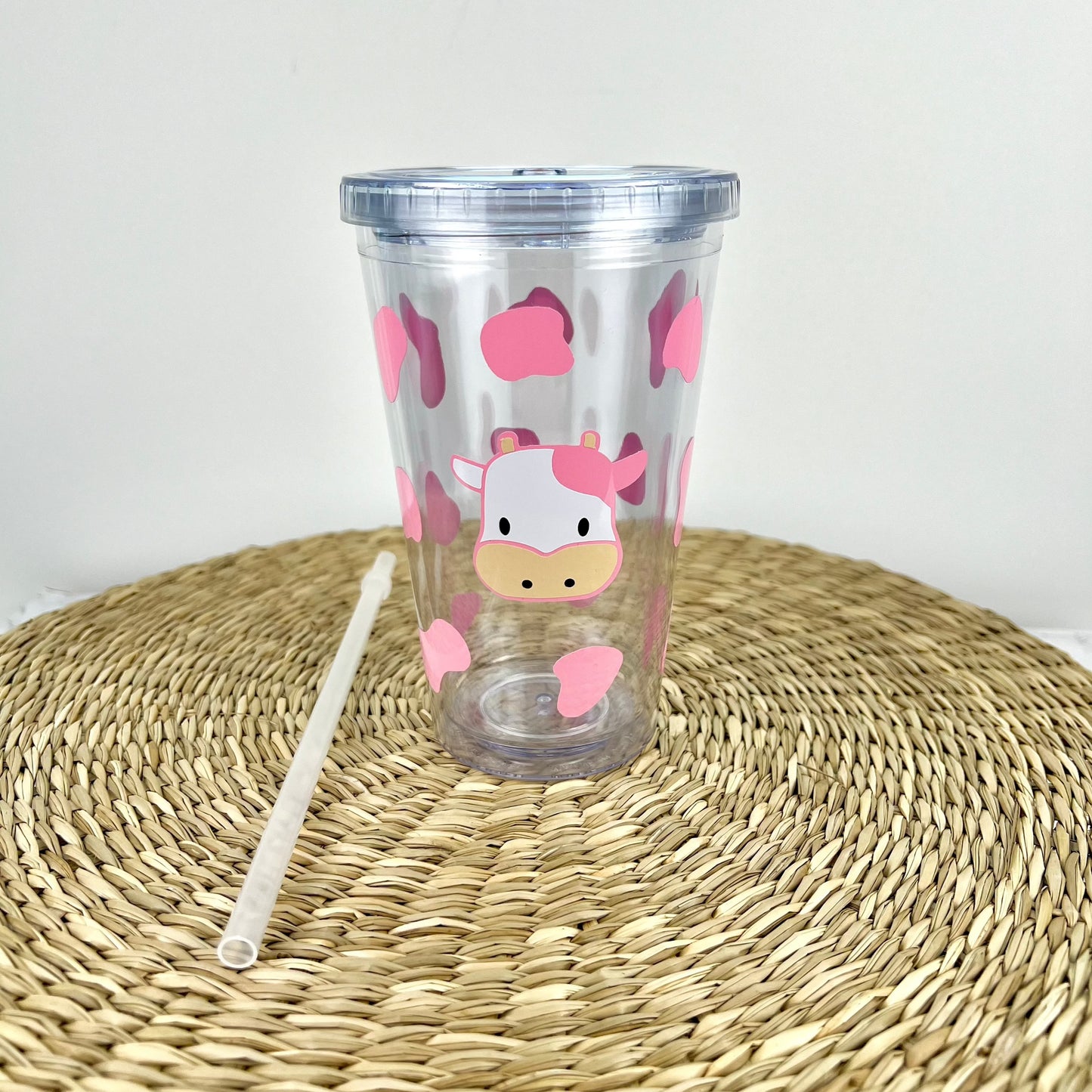 Pink Cow Print 16 oz Insulated Tumbler Cup