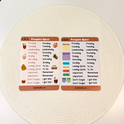 Planner sticker sheet in pumpkin spice theme.