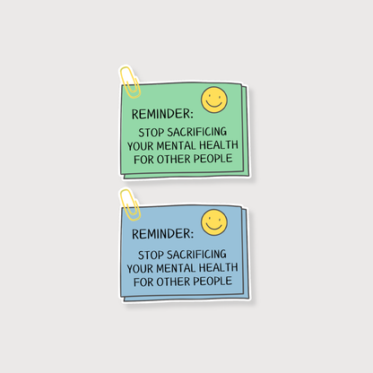 Two motivational reminder notes with smiley faces on a light gray background