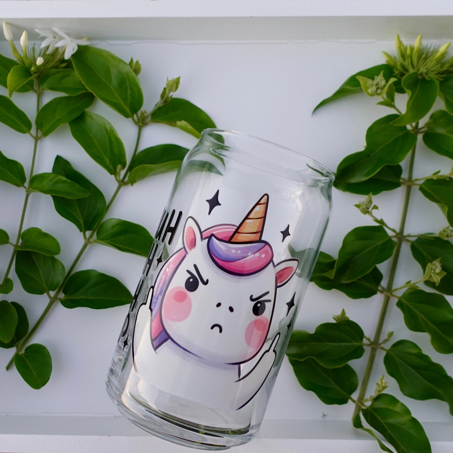 Shuh Duh Fuh Cup Unicorn 16 oz Glass Can Cup