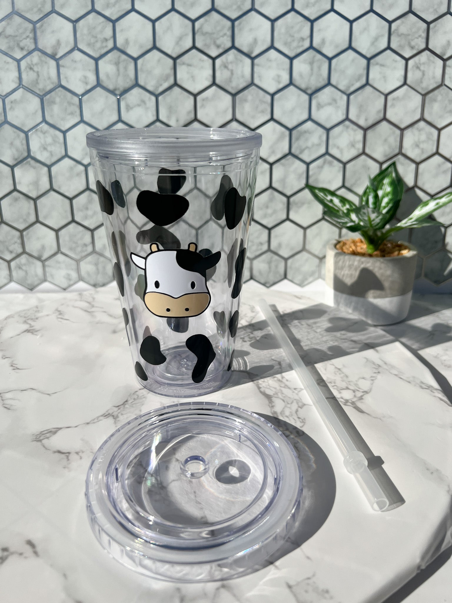 Cow Print 16 oz Glass Can Cup